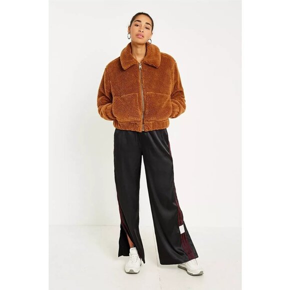 URBAN OUTFITTERS Teddy Cropped Jacket in Light Brown (Large) - Picture 4 of 13